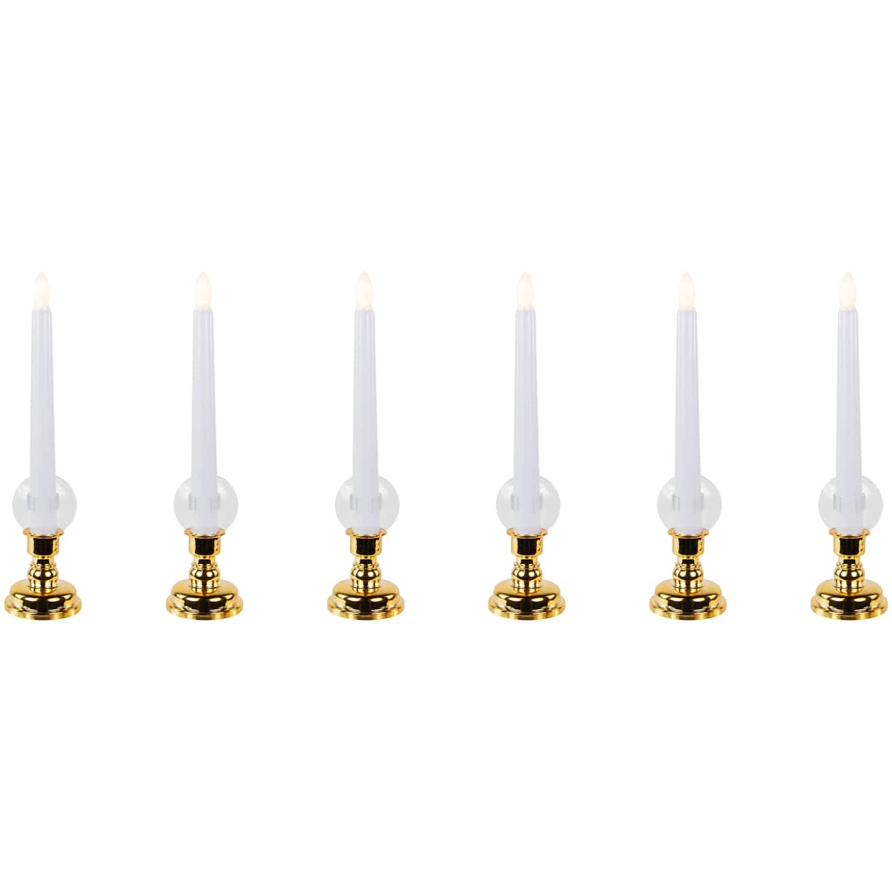 Single Light Window Candles with Remote and Timer - 10" - White - Set of 6